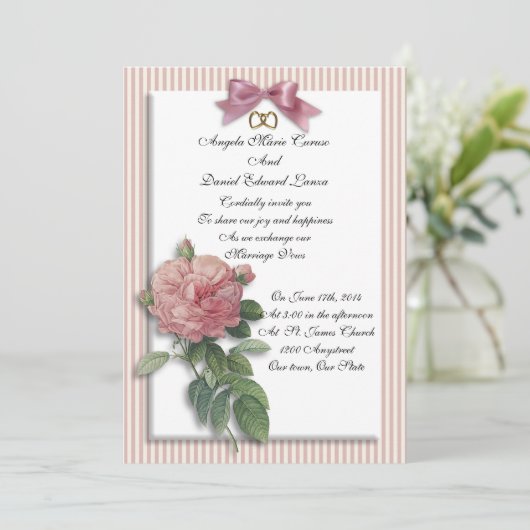 結婚式招待状ヴィンテージバラシャビシック 招待状 (スタンド正面)