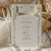 結婚式招待状ヴィンテージミニマルアールヌーボー 箔招待状