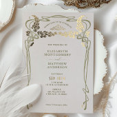 結婚式招待状ヴィンテージミニマルアールヌーボー 箔招待状