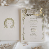 結婚式招待状ヴィンテージミニマルアールヌーボー 箔招待状