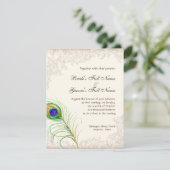 結婚式招待状ヴィンテージ孔雀フェザーエッチング 招待状 (スタンド正面)