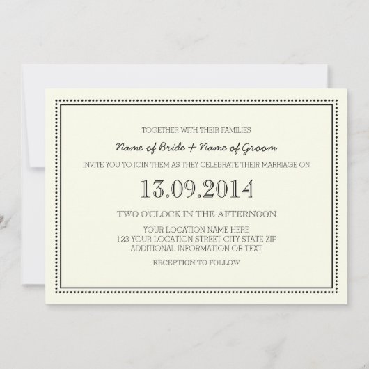 結婚式招待状ヴィンテージ白黒 招待状 (裏面)