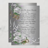 結婚式招待状与え白バラ 招待状 (正面/裏面)