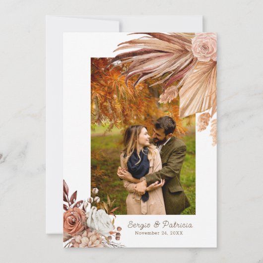 結婚式招待状付きボホフラワーズテンプレート 招待状 (裏面)