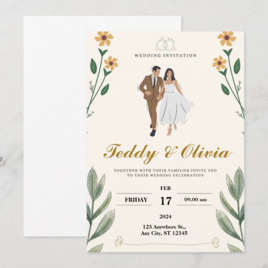 結婚式招待状夫婦 招待状 (正面/裏面)