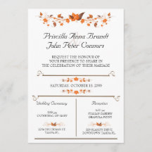 結婚式招待状式、紅葉テーマ