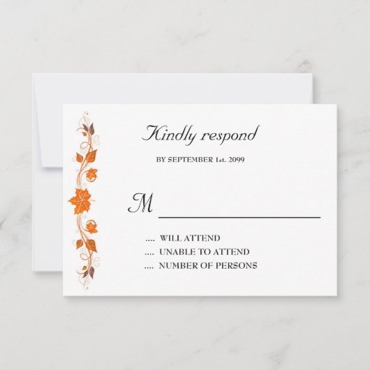 結婚式招待状応答カード、紅葉テーマ 招待状 (正面)