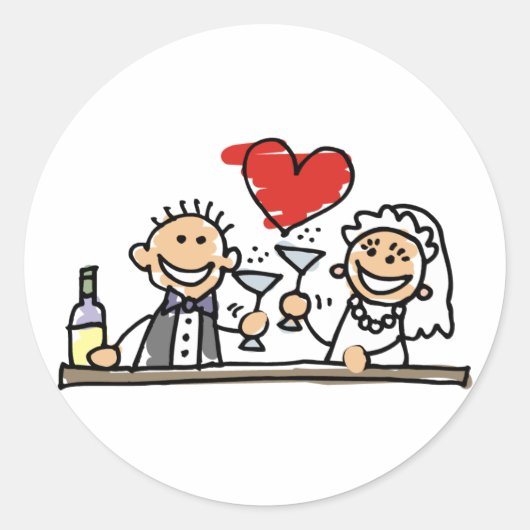 結婚式招待状新郎新婦RSVP日付の保存 ラウンドシール (正面)