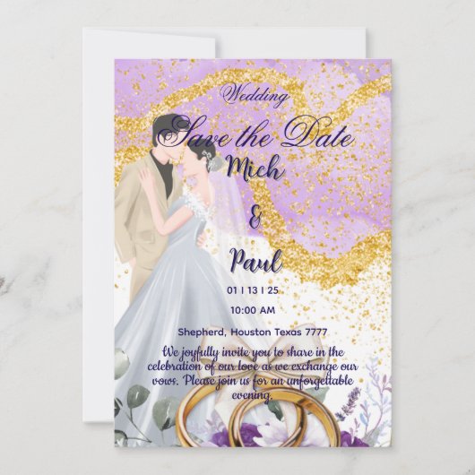 結婚式招待状日付の保存 招待状 (正面)