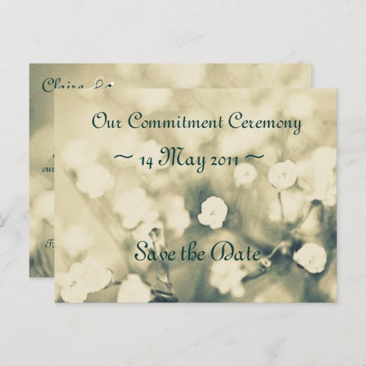 結婚式招待状日付テンプレートカードの保存 案内ポストカード (正面/裏面)