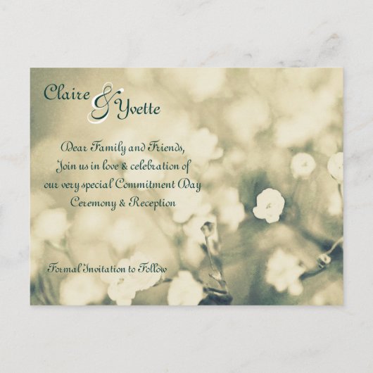 結婚式招待状日付テンプレートカードの保存 案内ポストカード (裏面)