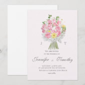 結婚式招待状植物性ピンクローズ 招待状 (正面/裏面)