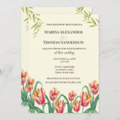 結婚式招待状水彩イエローオウムチューリップ 招待状 (正面/裏面)