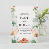 結婚式招待状水彩フラワーワイルドフラワー 招待状 (スタンド正面)
