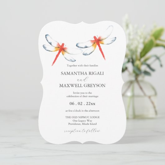 結婚式招待状水彩赤トンボ 招待状 (スタンド正面)