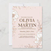 結婚式招待状牡丹バラ金箔押し 招待状 (正面)