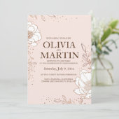 結婚式招待状牡丹バラ金箔押し 招待状 (スタンド正面)