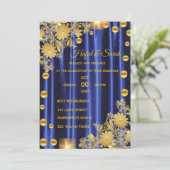 結婚式招待状王室のブルーと金ゴールド結婚ズイン 招待状 (スタンド正面)