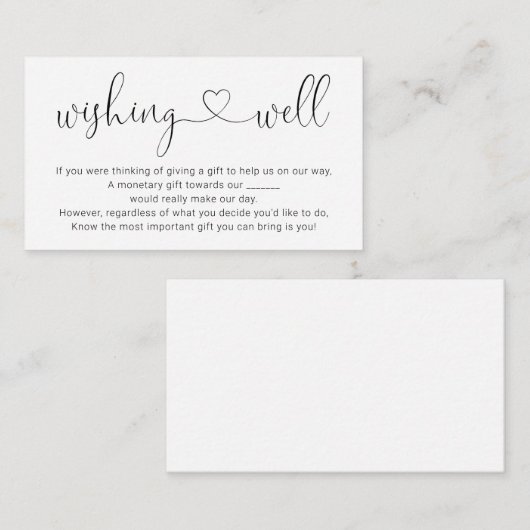 結婚式招待状用ウィッシュウェル - シンプル エンクロージャーカード (正面/裏面)