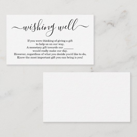 結婚式招待状用ウィッシュウェル - シンプル エンクロージャーカード (正面/裏面)