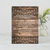 結婚式招待状用木材とストリングライト 招待状 (スタンド正面)