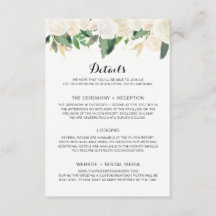 結婚式招待状白い花 – 詳細カード