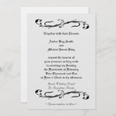 結婚式招待状白と黒の両面プリント 招待状 (正面/裏面)