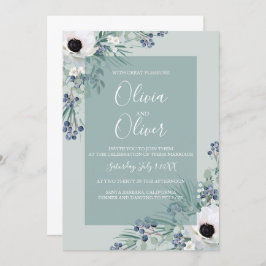 結婚式招待状白アネモネセージ緑 招待状