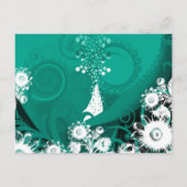 結婚式招待状白ヴィンテージ花 インビテーションポストカード (裏面)