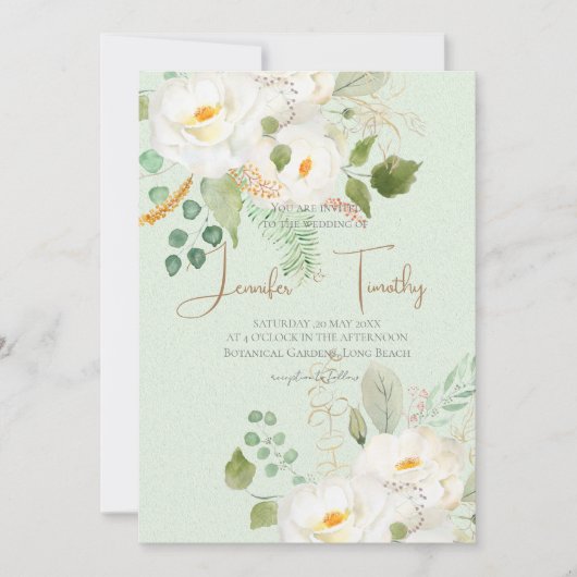 結婚式招待状白椿の花 招待状 (正面)