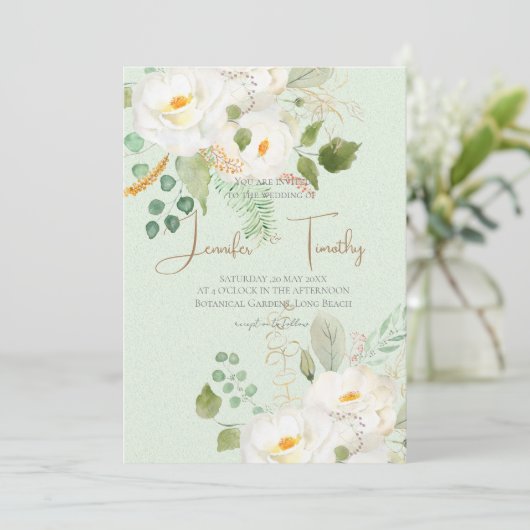 結婚式招待状白椿の花 招待状 (スタンド正面)