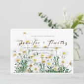 結婚式招待状白色デイジーインク及び水色 招待状 (スタンド正面)
