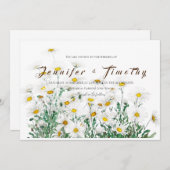 結婚式招待状白色デイジーインク及び水色 招待状 (正面/裏面)