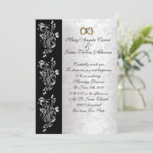 結婚式招待状白黒クラシックダマスク 招待状 (スタンド正面)