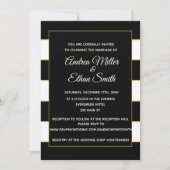 結婚式招待状白黒金ゴールド ストライプの 招待状 (正面)