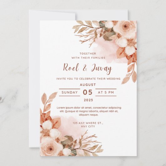 結婚式招待状秋オレンジ 招待状 (正面)