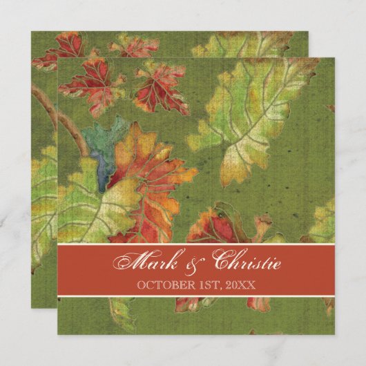 結婚式招待状秋グレープリーフろうけつ染め 招待状 (正面/裏面)