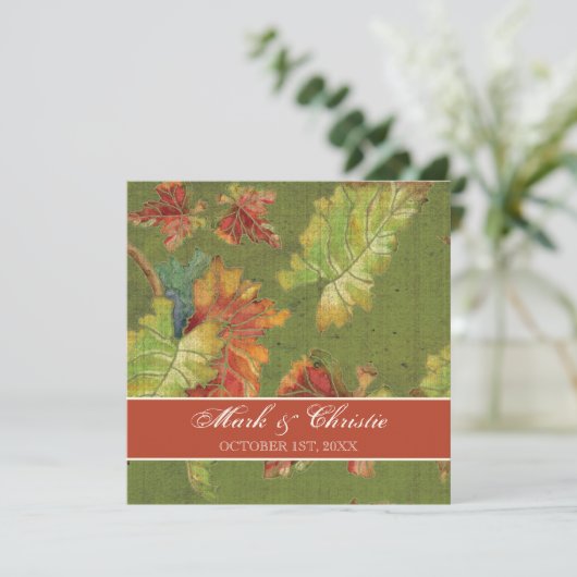 結婚式招待状秋グレープリーフろうけつ染め 招待状 (スタンド正面)