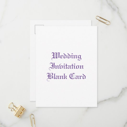 結婚式招待状空白の招待状葉書 インビテーションポストカード (正面/裏面インサイチュ)