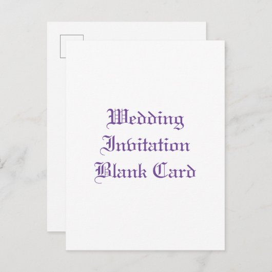 結婚式招待状空白の招待状葉書 インビテーションポストカード (正面/裏面)