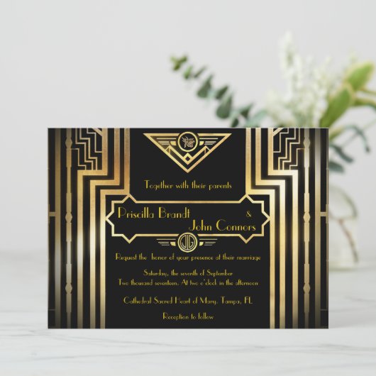 結婚式招待状素晴らし式-ギャツビー 招待状 (スタンド正面)