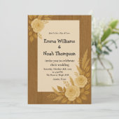 結婚式招待状素朴とフローラベージュバラ 招待状 (スタンド正面)