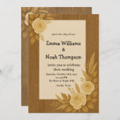 結婚式招待状素朴とフローラベージュバラ 招待状 (正面/裏面)