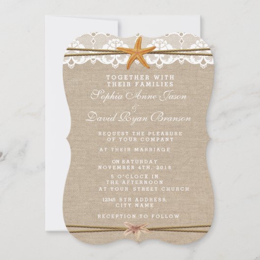 結婚式招待状素朴ビーチヒトレース 招待状 (正面)