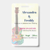 結婚式招待状素朴フェスティバルヒッピーおもしろい バッジ (裏面)