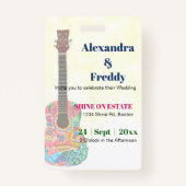 結婚式招待状素朴フェスティバルヒッピーおもしろい バッジ (裏面)