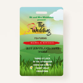 結婚式招待状素朴フェスティバルフィールドおもしろい バッジ