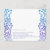 結婚式招待状紫と青のフローラ インビテーションポストカード (裏面)