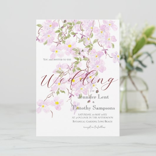 結婚式招待状紫登山クレマティス3 招待状 (スタンド正面)