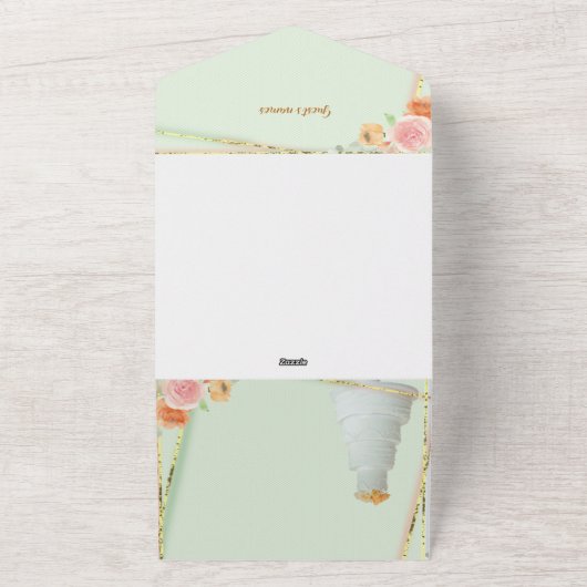 **結婚式招待状緑 オールインワン招待状 (外側)